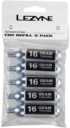 Lezyne 16g co2 - refill pack (5 pcs) silver