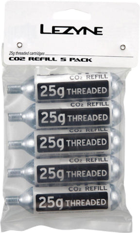 Lezyne 25g co2 - refill pack (5 pcs) silver