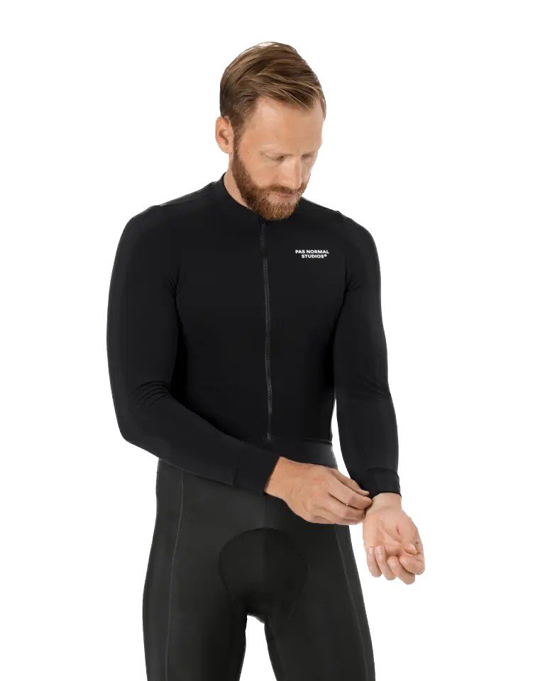 Men's Essential Long Sleeve Jersey - Black  - L